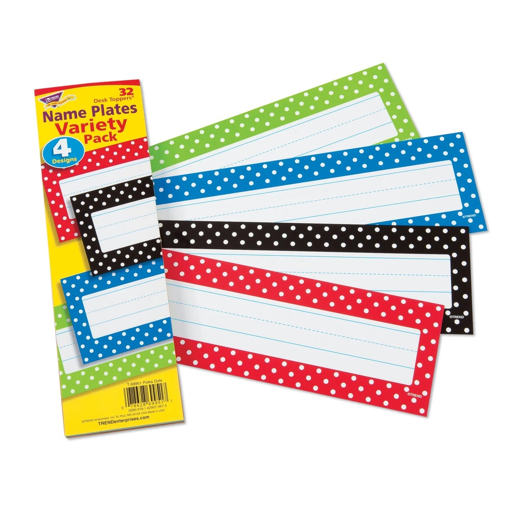 Polka Dots Desk Toppers® Name Plates Variety  Pack 32 ct