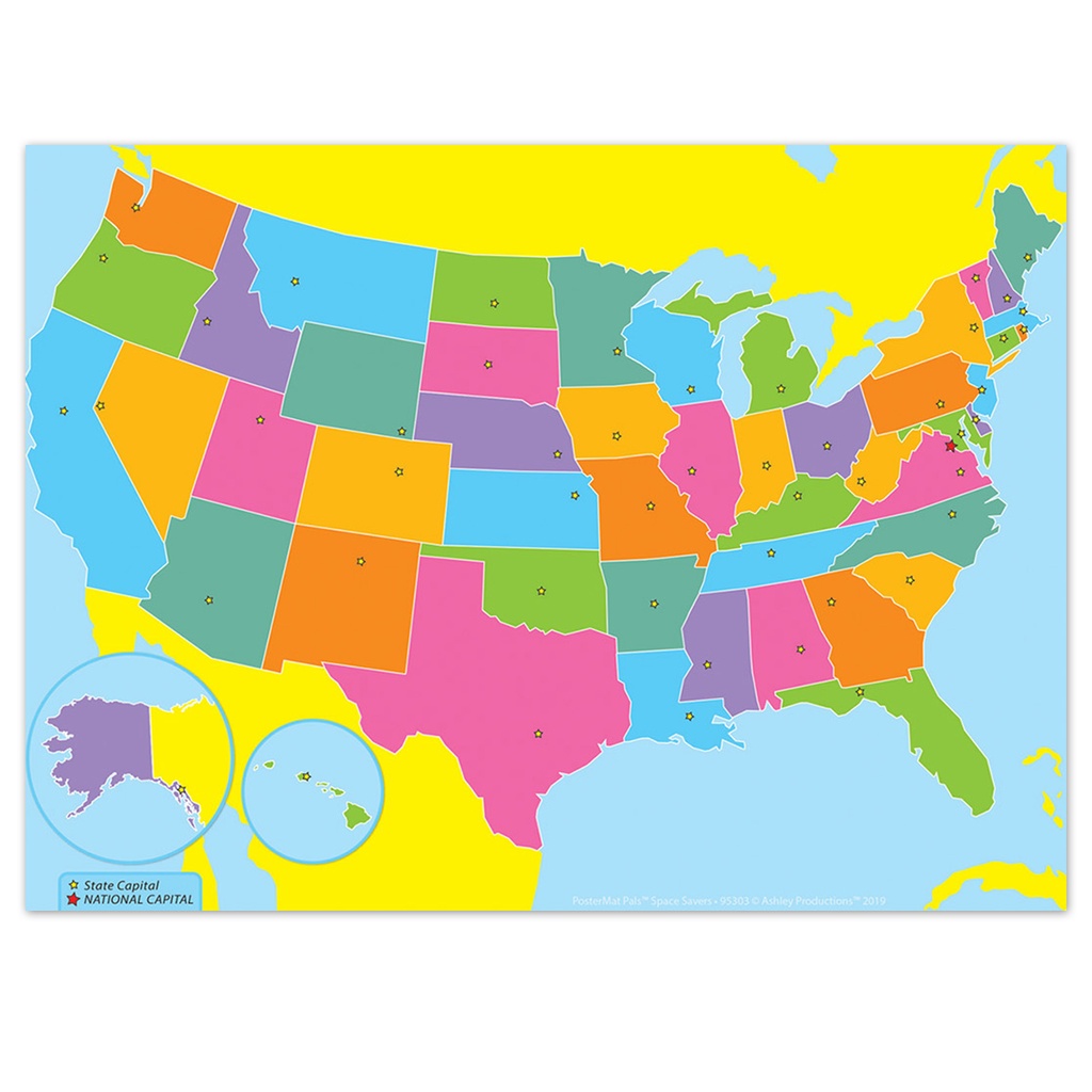 US Map 13" x 9 1/2" Smart Poly® PosterMat Pals Pack of 10