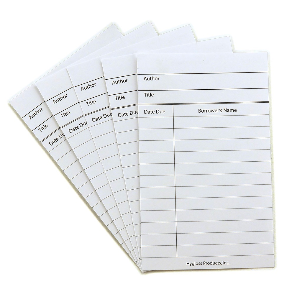 White Library Cards & Non-Adhesive Pockets Combo 150 Each/300 Pieces