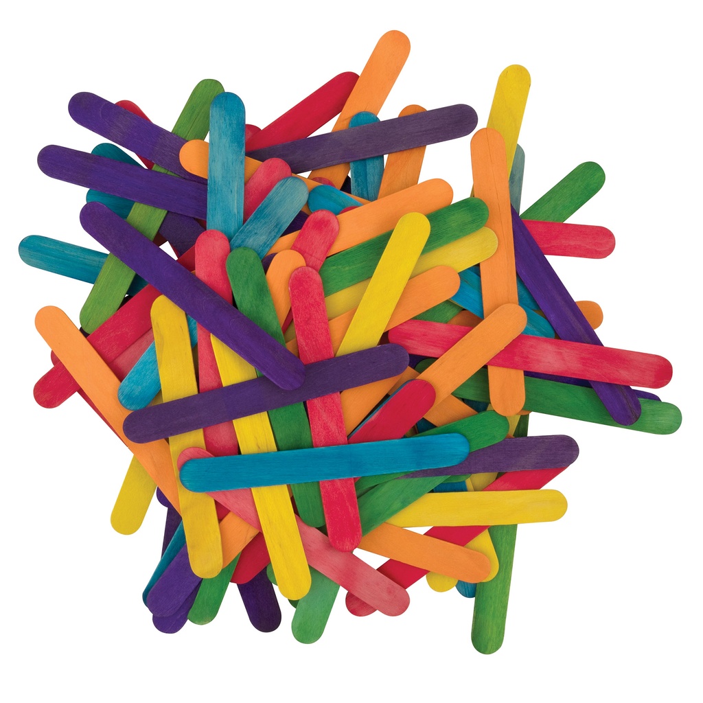 Bright Hues Assorted Regular Craft Sticks 150 Pieces