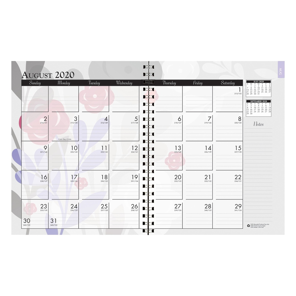 Wild Flower 7" x 9" Monthly and Weekly Academic Calendar Planner July-August