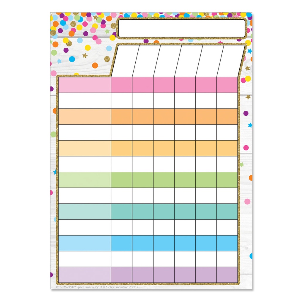 Incentive Chart Confetti 13" x 9 1/2" Smart Poly® PosterMat Pals Pack of 10