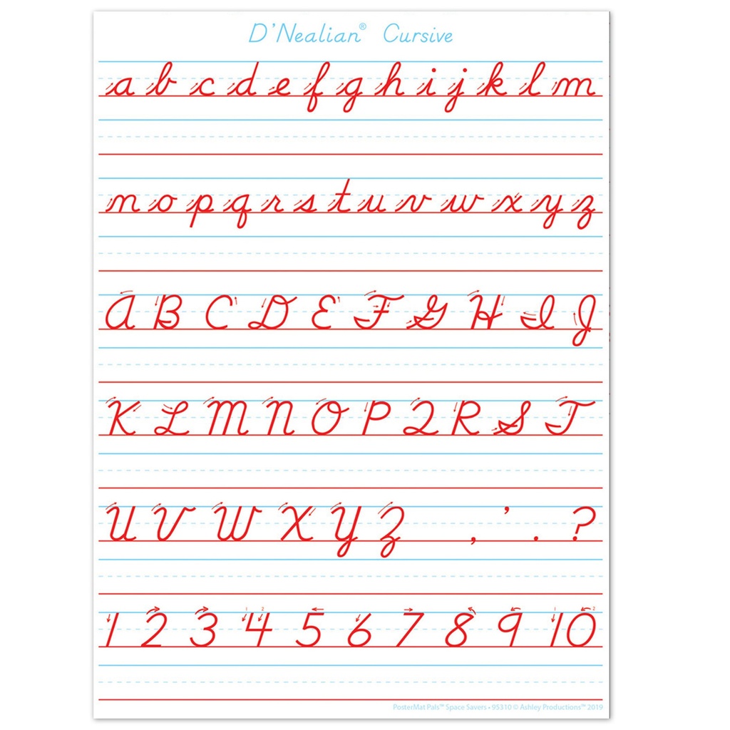 D'Nealian Cursive 13" x 9 1/2" Smart Poly® PosterMat Pals Pack of 10