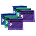 Assorted 2 Pocket with Mesh Front Pencil Pouch Pack of 6