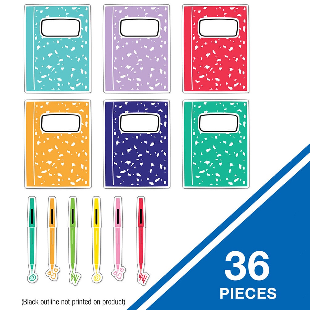 Notebooks and Pens Cut-Outs Pack of 36