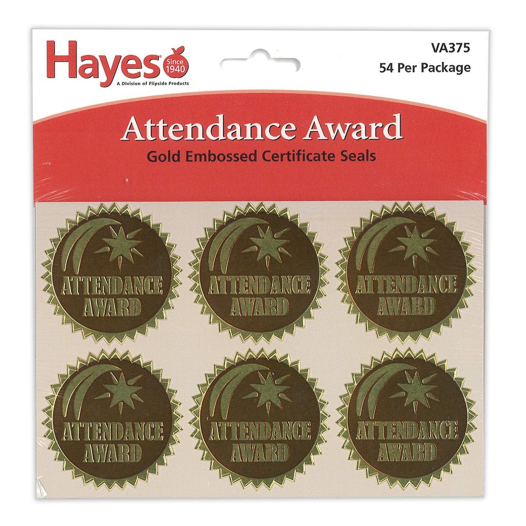 Attendance Award Gold Foil Embossed Seals