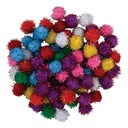 Assorted 1/2" Glitter Pom Pons 80 Pieces