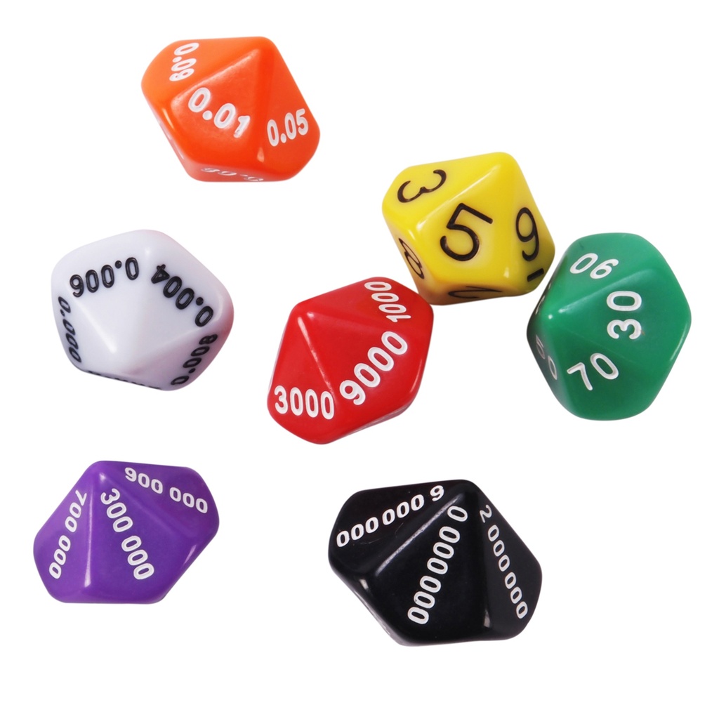 10-Sided Place Value & Decimal Dice Set of 10