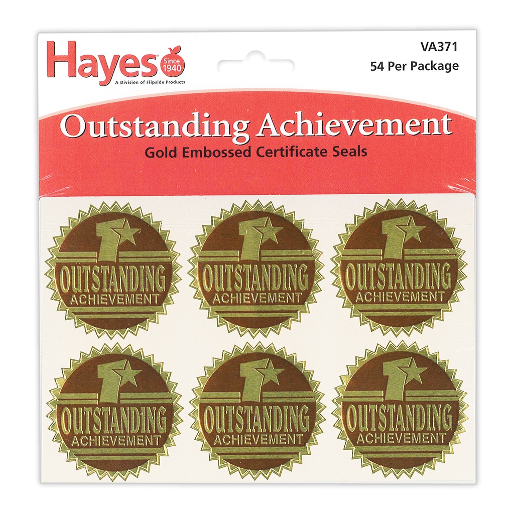 Outstanding Achievement Gold Foil Embossed Seals