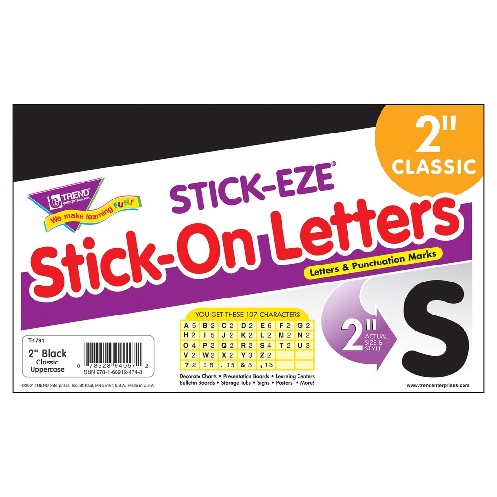 Black 2" STICK-EZE® Stick-On Letters