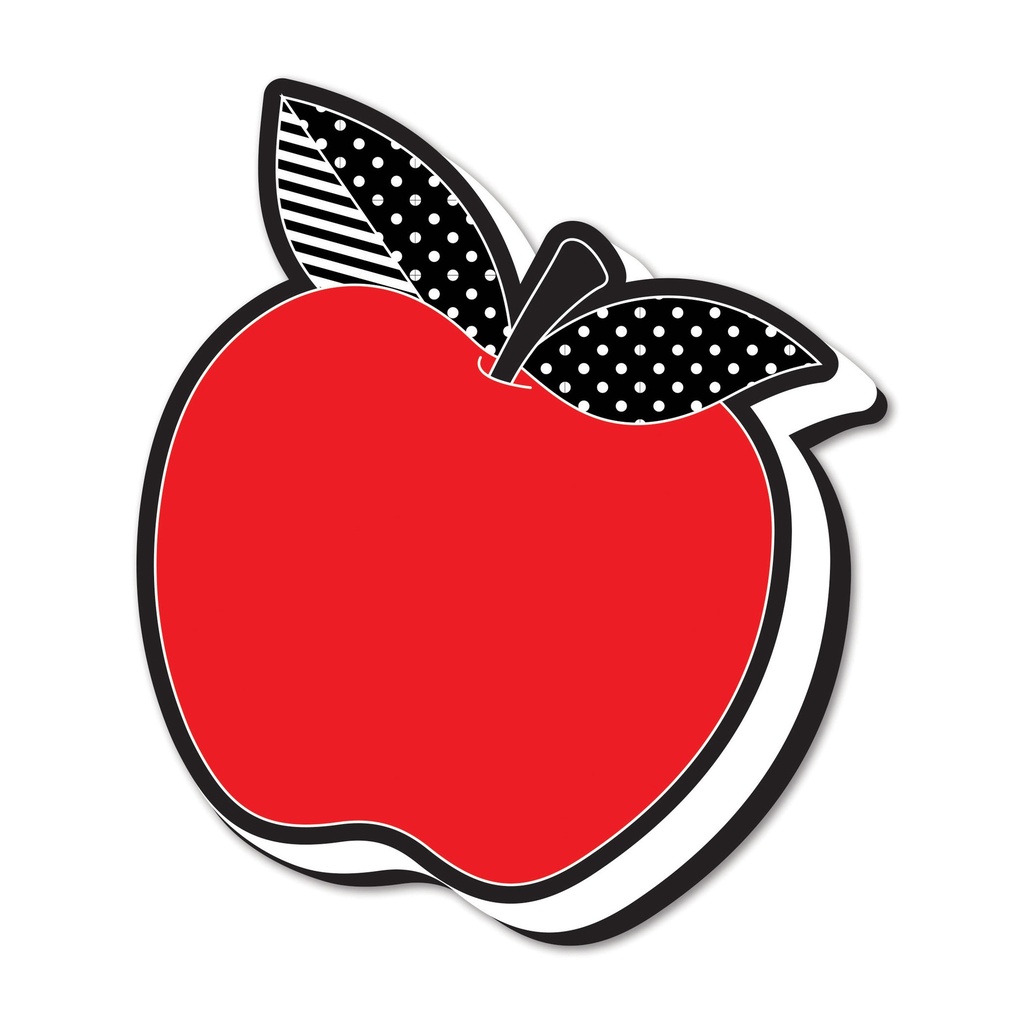 Red Apple with Black and White Leaves Magnetic Whiteboard Erasers 6ct