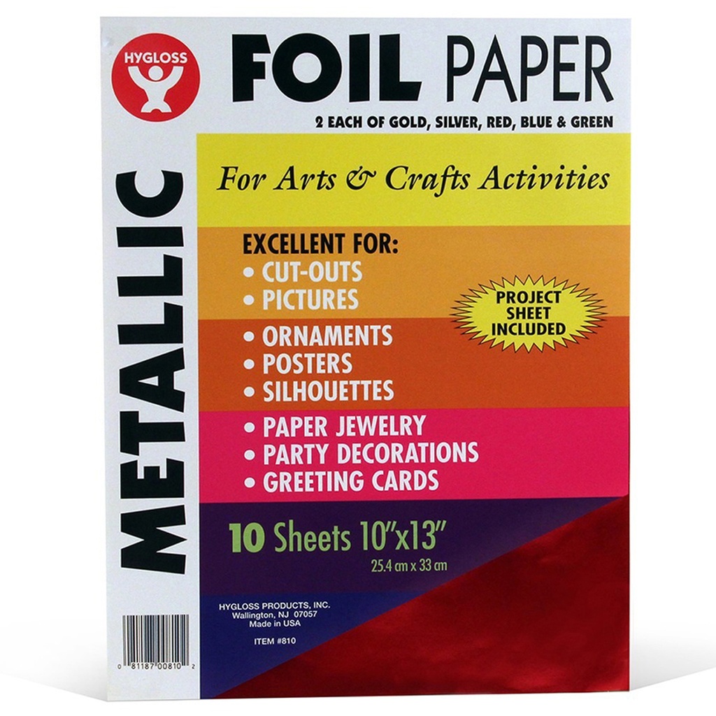 Assorted 10" x 13" Metallic Foil Paper 10 Sheets