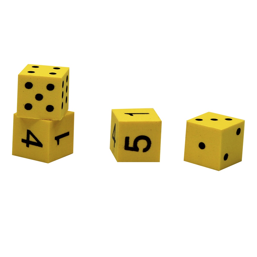 Yellow 16mm Foam Spot & Number Dice Tub of 200