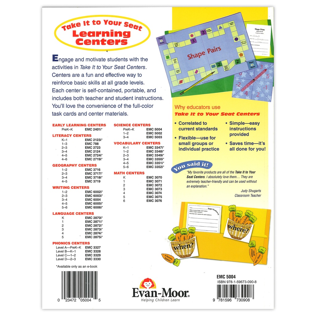 Take It to Your Seat Science Centers Book Grades PreK-K