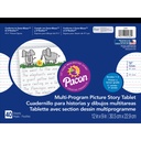 12" x 9" D'Nealian/Zaner-Bloser Multi-Program 1/2" x 1/4" x 1/4" Ruled & 4-1/4" Picture Story Space Handwriting Tablets Pack of 6