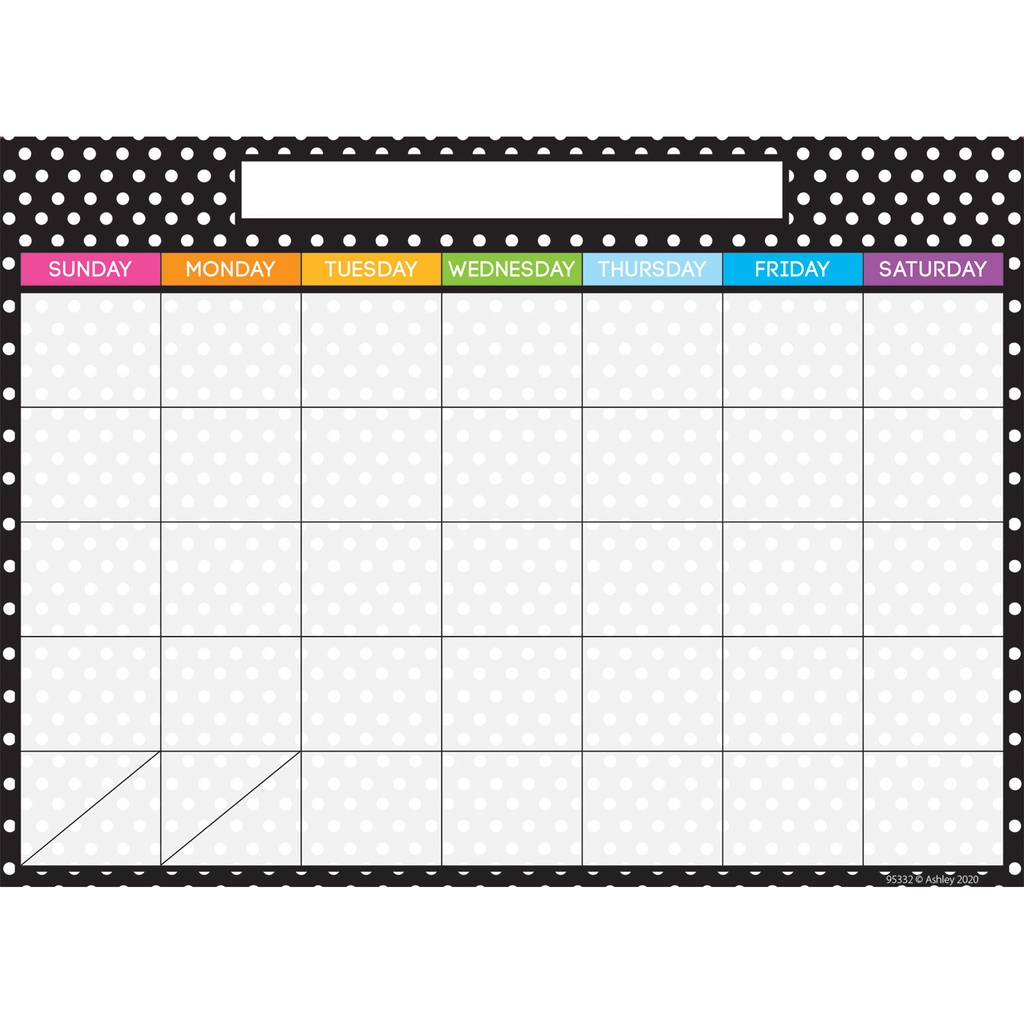 Black & White Dots Calendar 13" x 9 1/2" Smart Poly PosterMat Pals Pack of 10