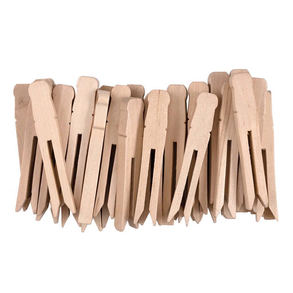 Natural Flat Slotted Clothespins 40 Pieces