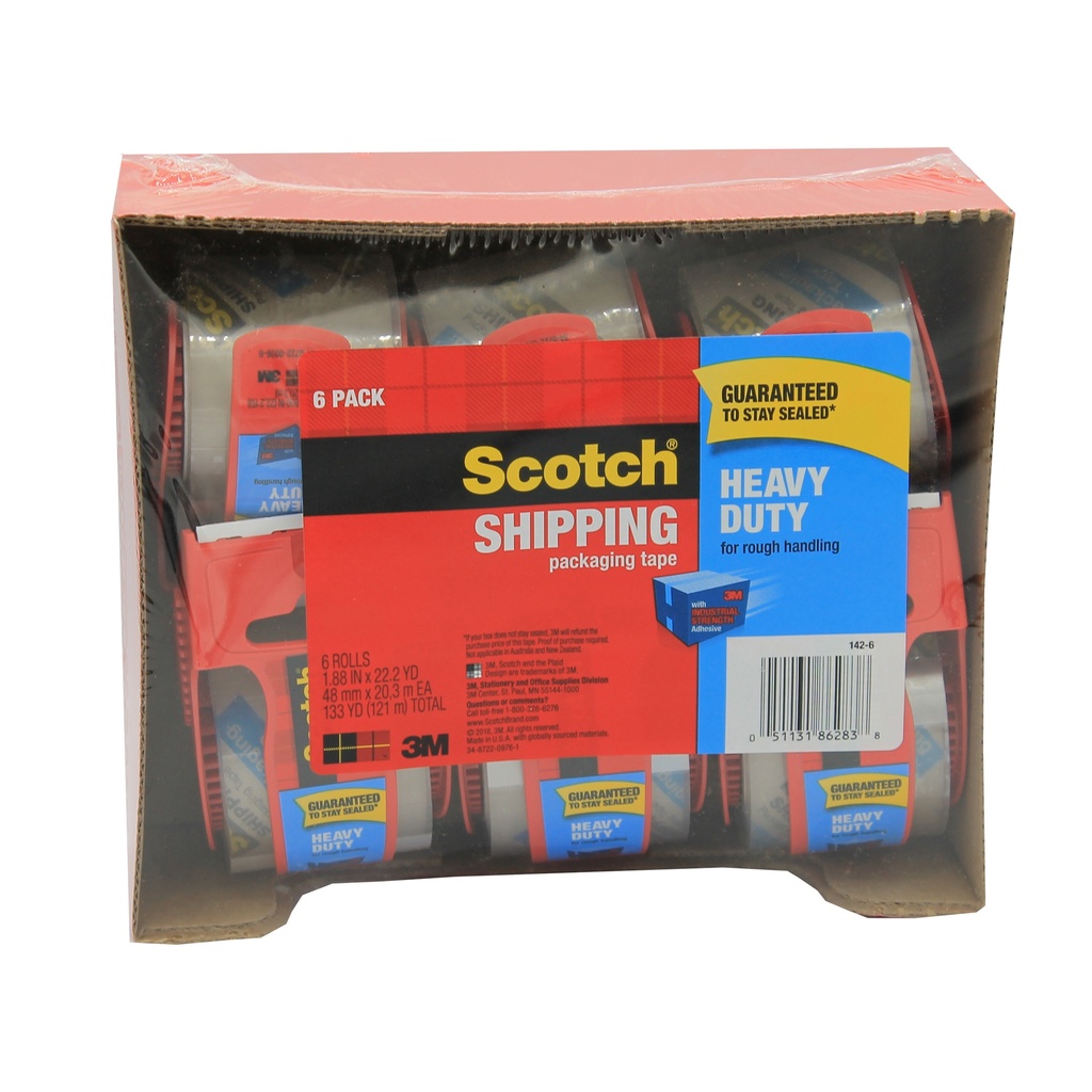 1.88" x 800" Heavy-Duty Shipping Packing Tape In Dispenser 6 Rolls