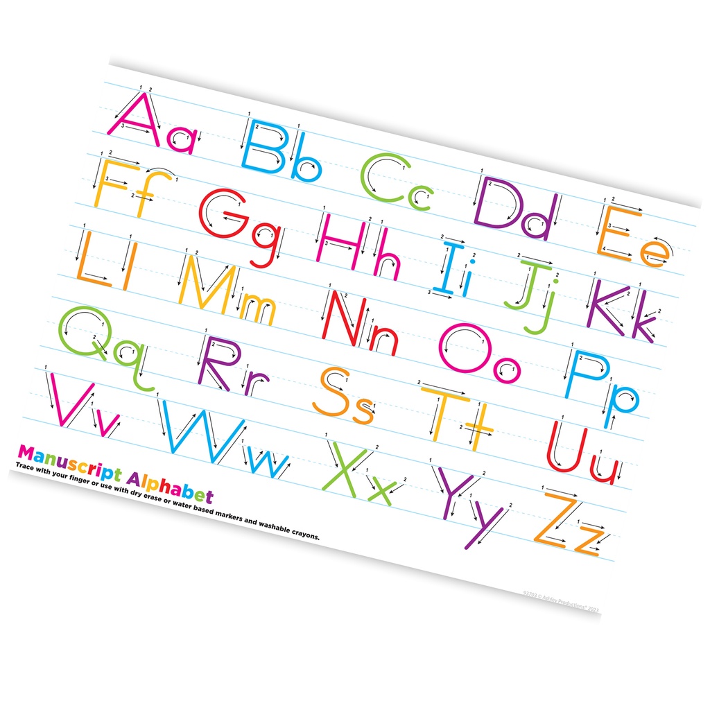 Manuscript Handwriting 13" x 19" Learning Placemat Pack of 10