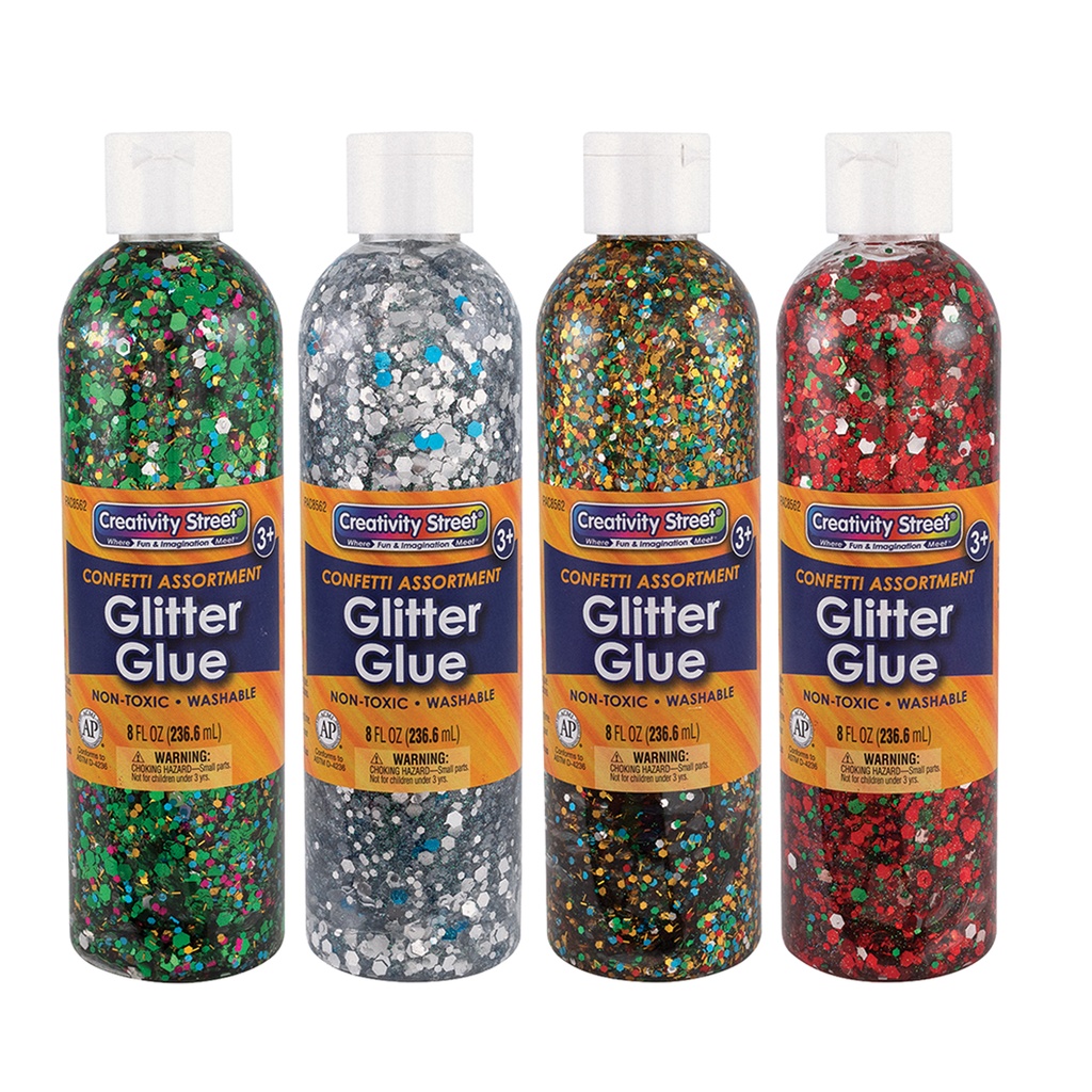 Assorted Confetti 8 fl. oz. Glitter Glue 8 Bottles