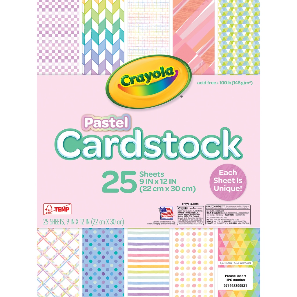 Pastel Cardstock 25 Count