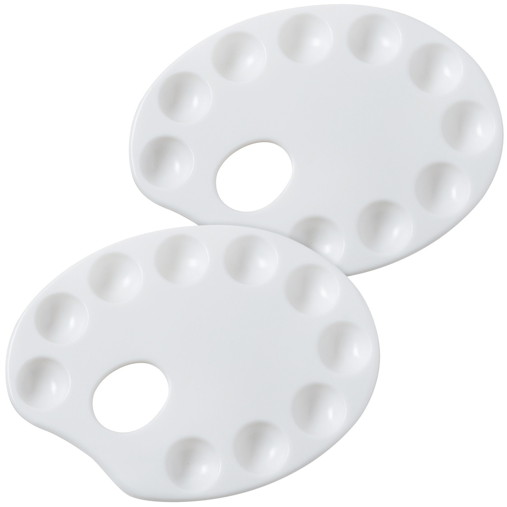 White 9" x 6.75" Palette-Shaped Paint Trays 2 Count