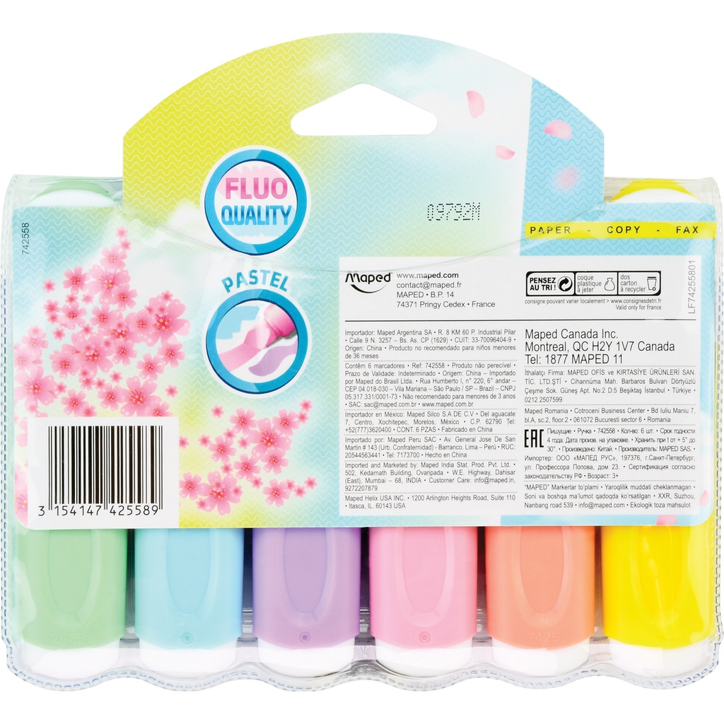 Fluo Peps Classic Pastel Highlighter Pack of 6