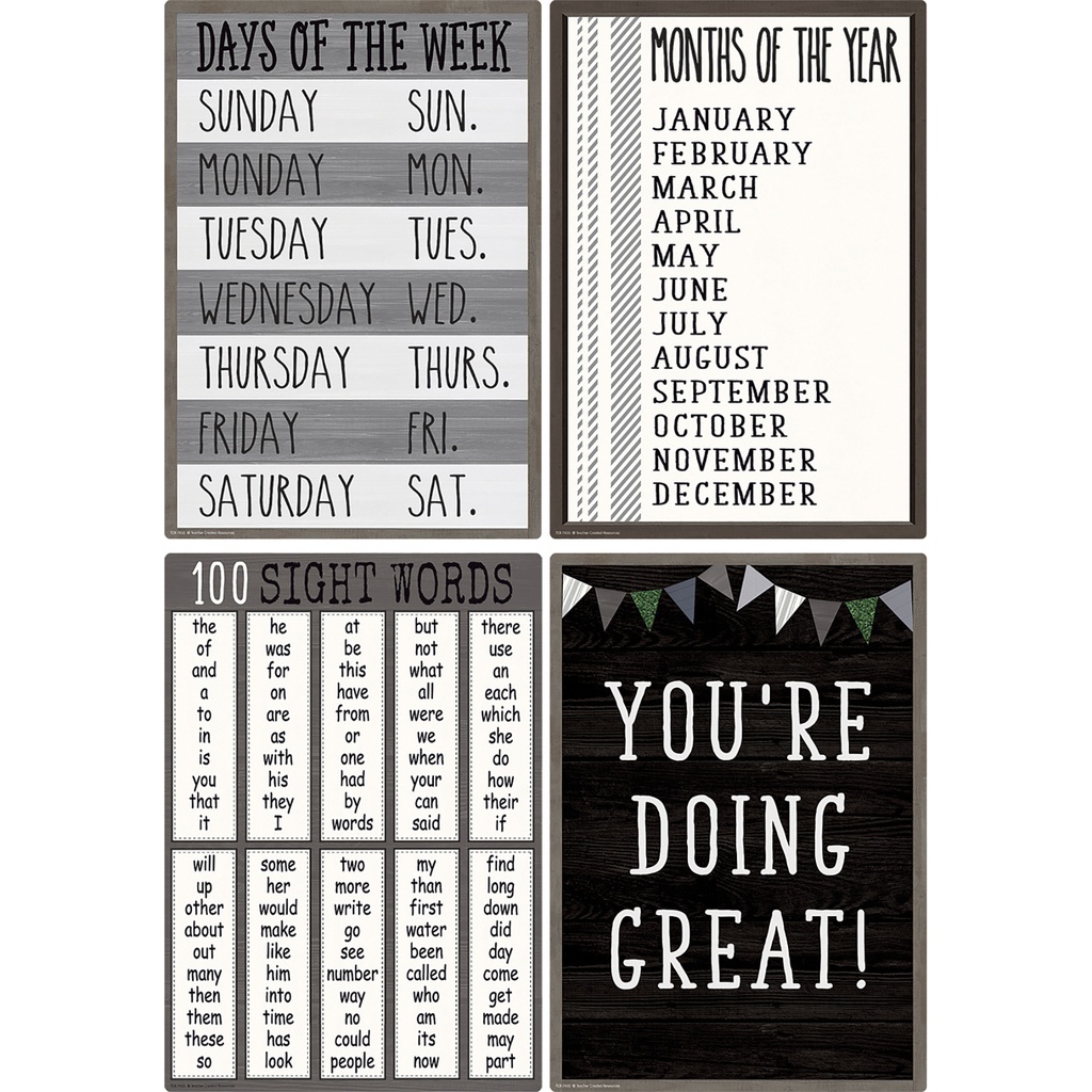 Modern Farmhouse Early Learning Small Poster Pack 12 Posters