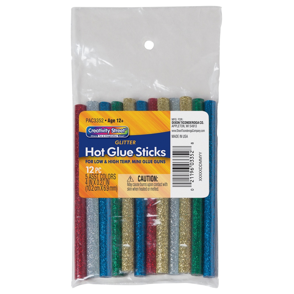 Assorted Glitter  4" x 0.31" Hot Glue Sticks 72ct