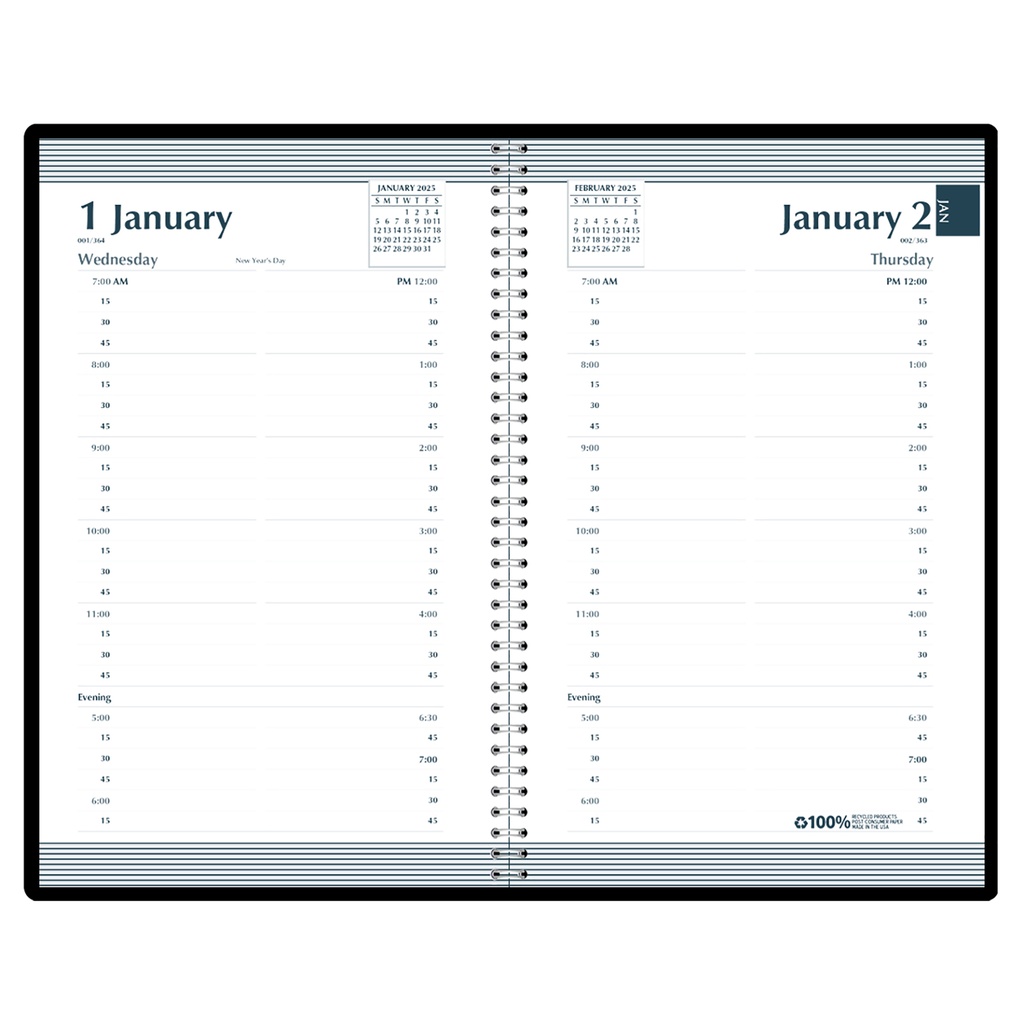 Black Recycled Daily Calendar Planner