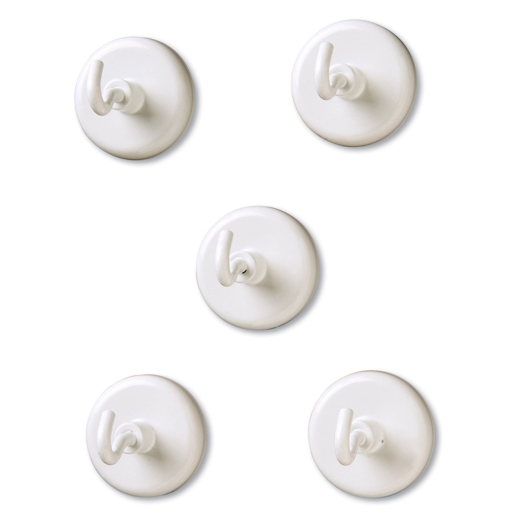 White Magnetic Hooks Pack of 5