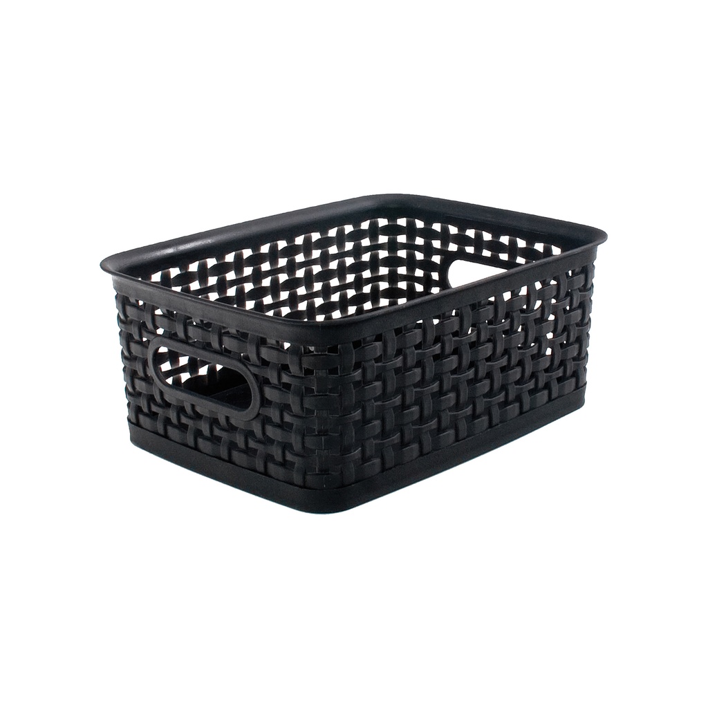 Small Black Plastic Weave Bins 3ct