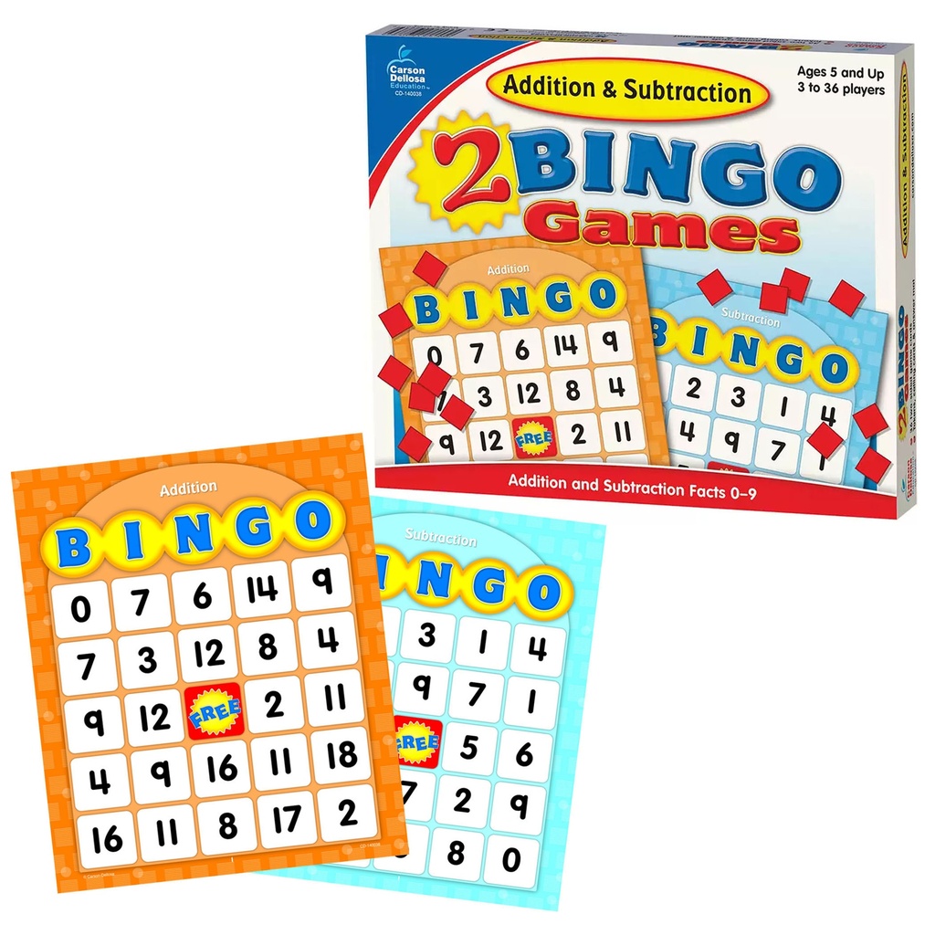 Addition & Subtraction Bingo Board Game Grade K-2