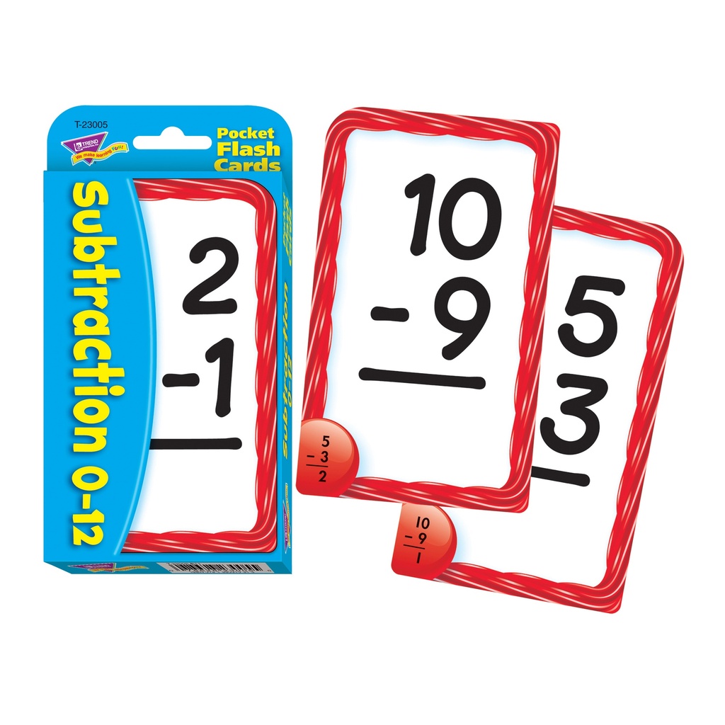 Subtraction 0-12 Pocket Flash Cards