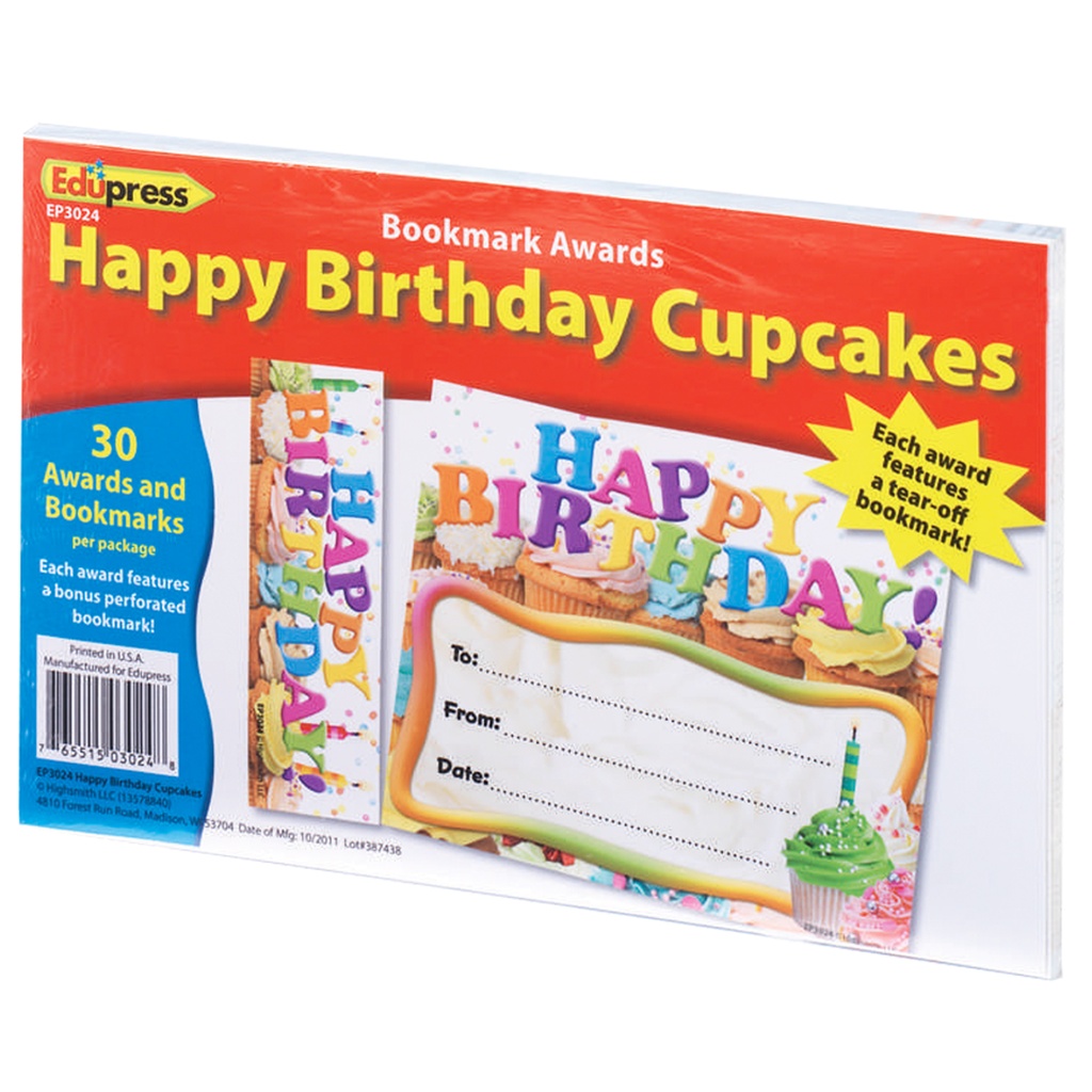 Happy Birthday Cupcakes Bookmark