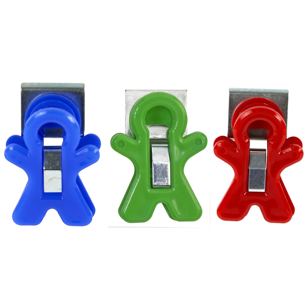 Assorted Magnet Man Magnetic Clips Pack of 12