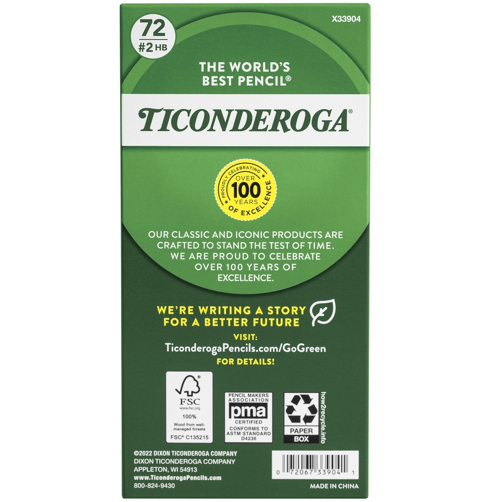 Unsharpened No. 2 Soft Original Ticonderoga® Pencils Box of 72