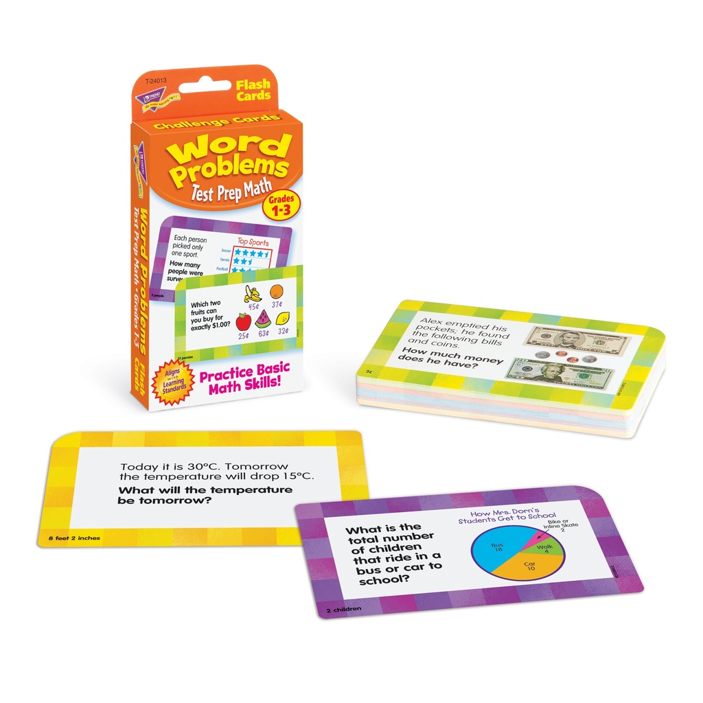 Word Problems Test Prep Math Grades 1-3 Challenge Cards®