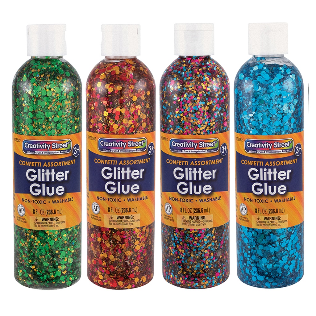 Assorted Confetti 8 fl. oz. Glitter Glue 8 Bottles