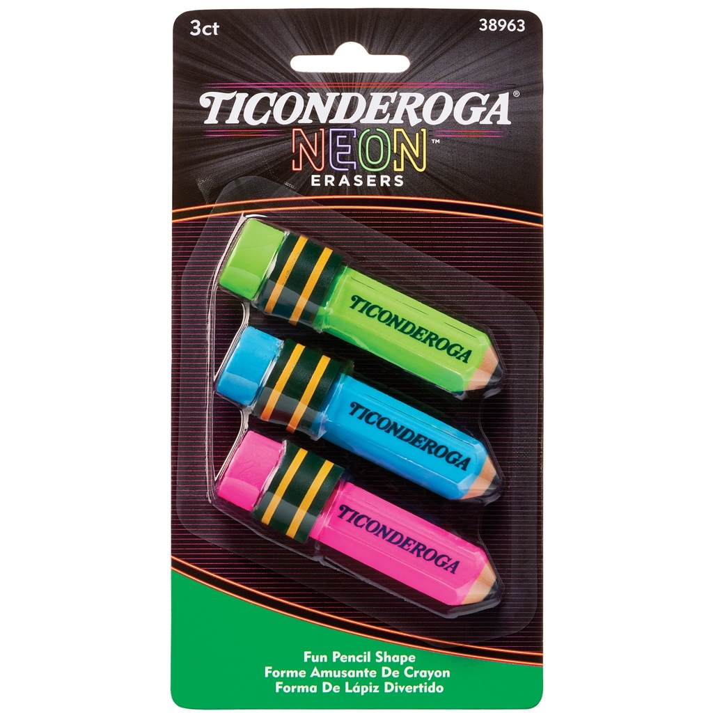 Neon Pencil Shaped Erasers 18ct