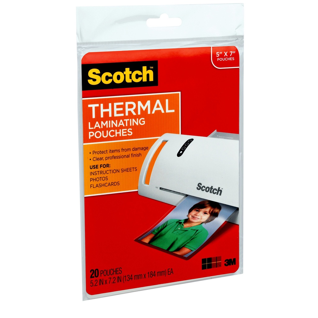 5" x 7" 5 mil Thermal Laminating Pouches 3 Packs of 20ct