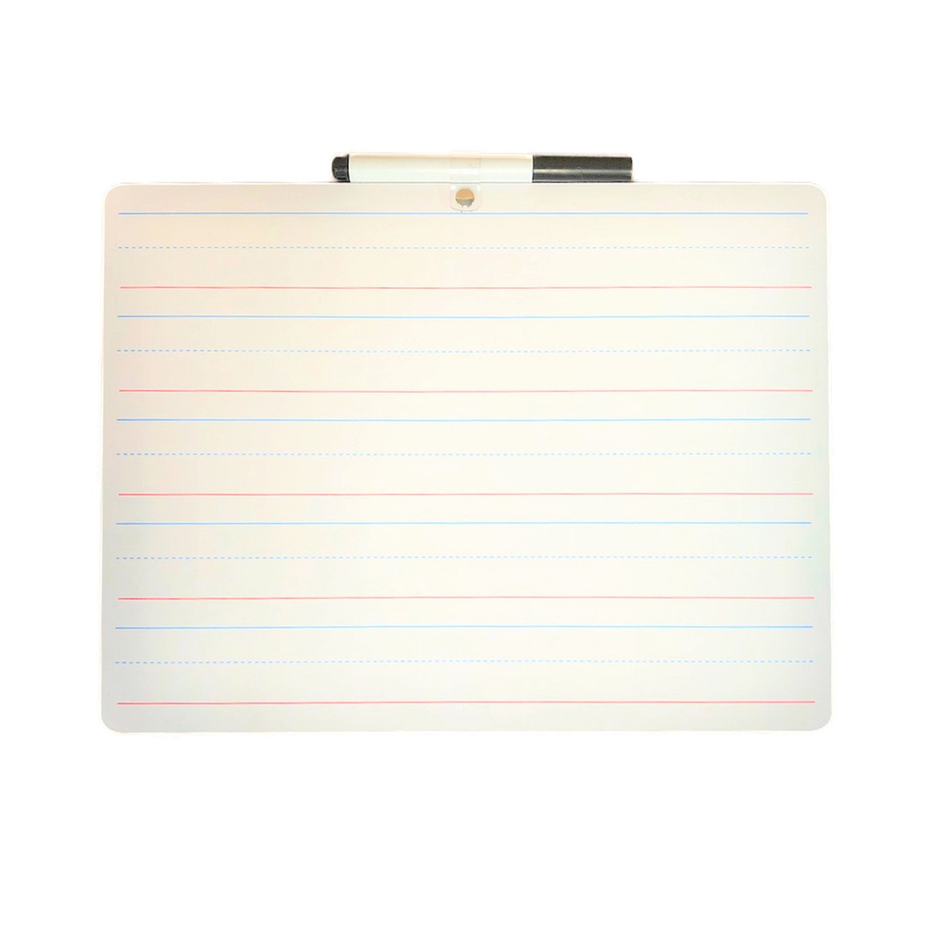 9" x 12" Primary Ruled/Blank Two-Sided  Dry Erase Board with Attached Marker