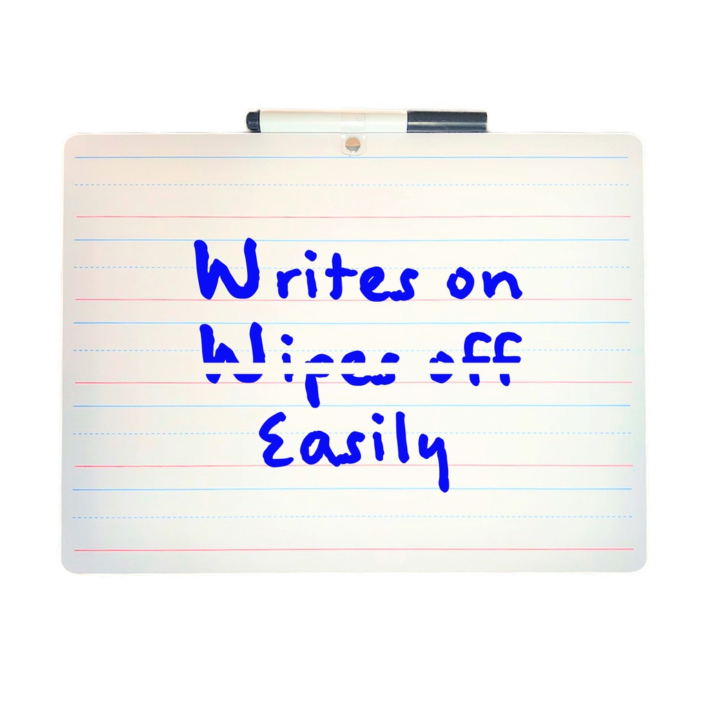 9" x 12" Primary Ruled/Blank Two-Sided  Dry Erase Board with Attached Marker