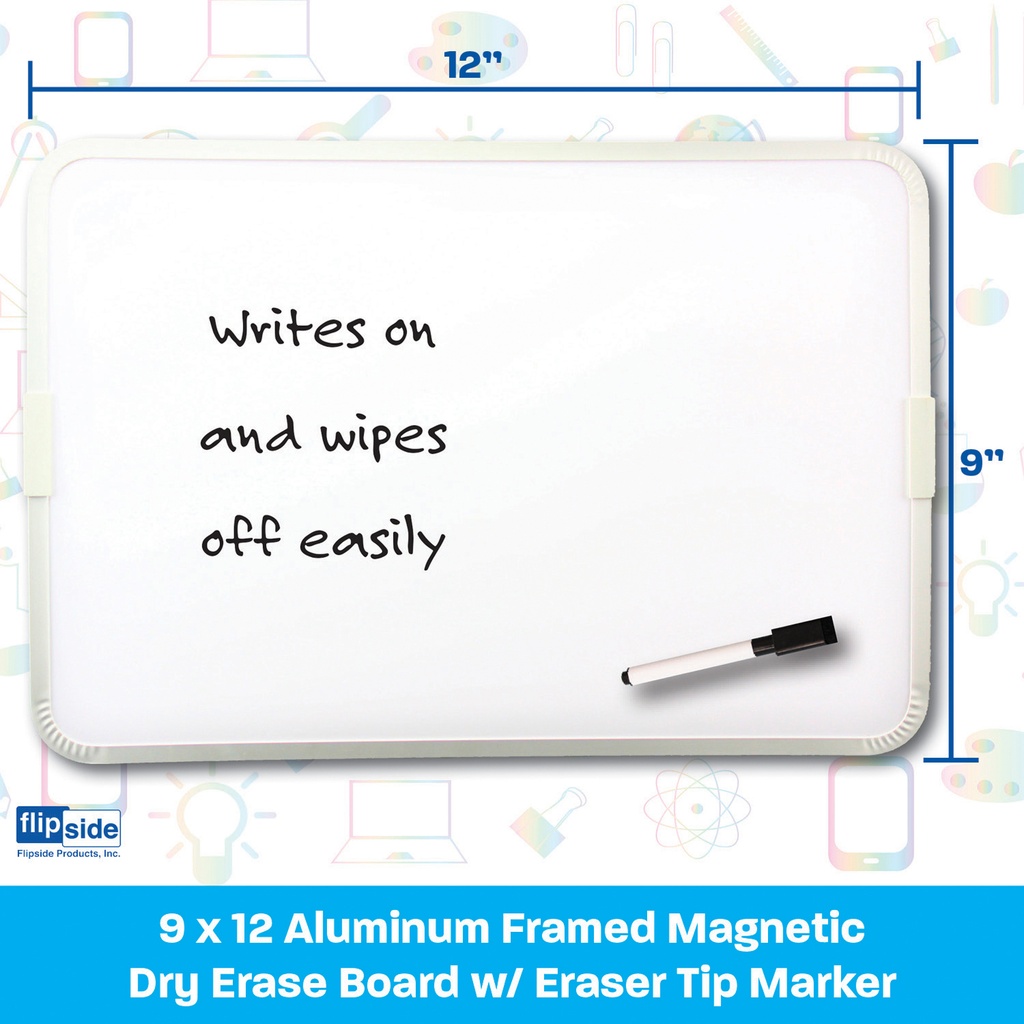 9" x 12" Two-Sided Aluminum Framed Magnetic Dry Erase Boards w/Pen Pack of 3