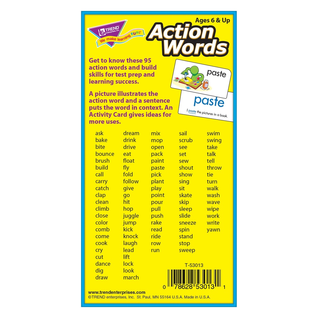 Action Words Skill Drill Flash Cards