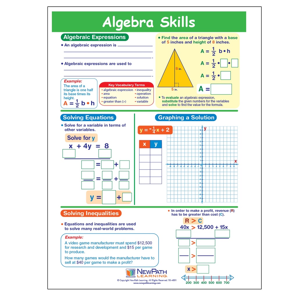 Algebra Skills Visual Learning Guides™ Set