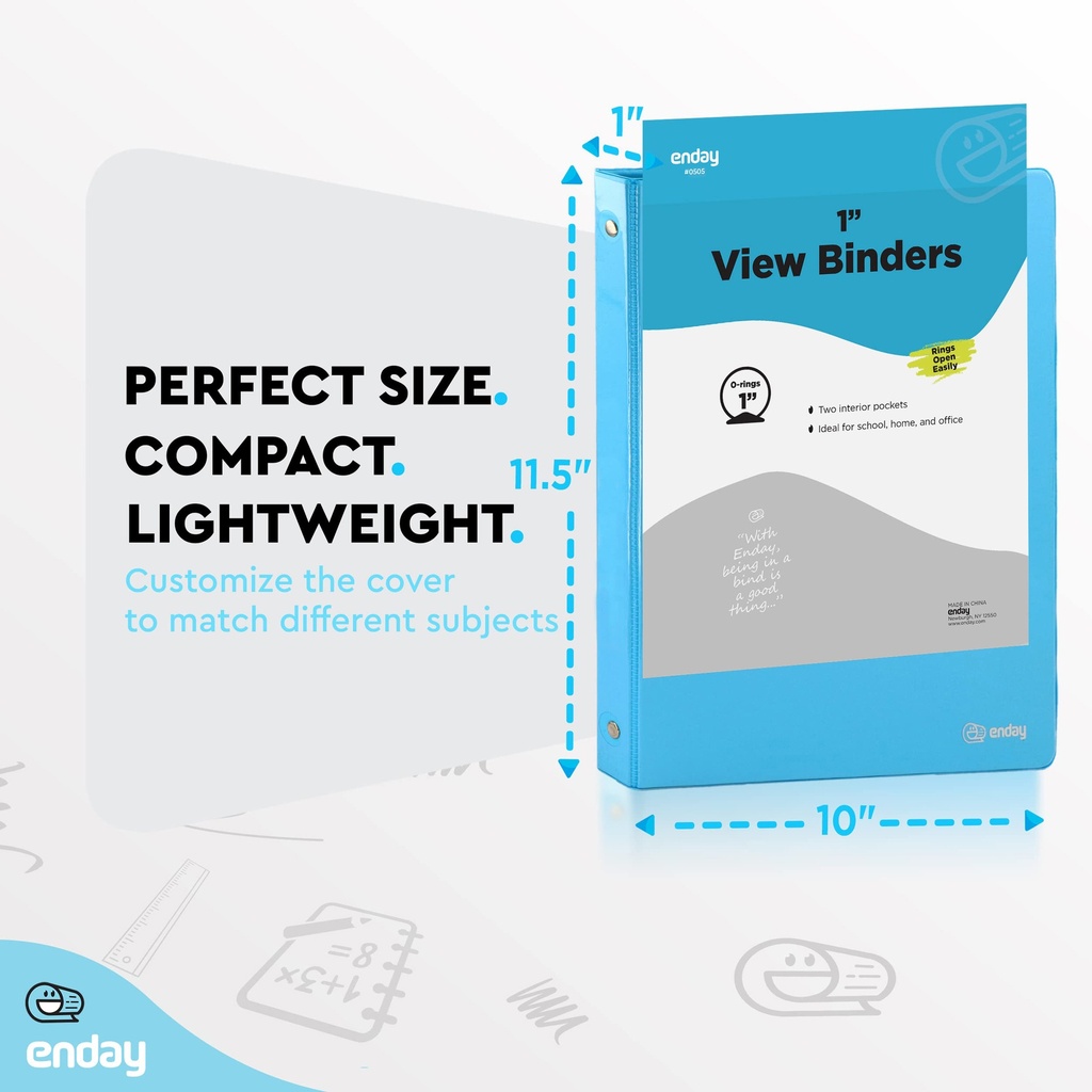 Assorted 1 Inch 3-Ring View Binders Pack of 4