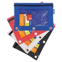 Assorted 3-Ring Pencil Pouch with Clear Window Pack of 12