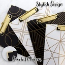 Assorted Geometric Design Clipboard with Gold Low Profile Clip 12.9" x 9"