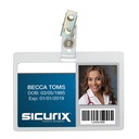 Clear Horizontal Self Laminating Badge Holders with Clip Pack of 25